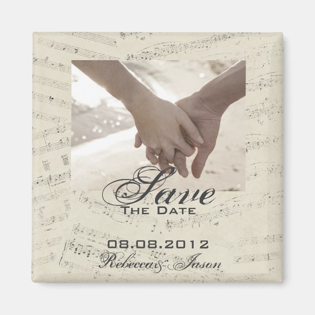 Modern Romantic Music Wedding save the date Magnet (Front)