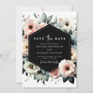 Modern Romantic Pink Floral Wedding  Save The Date