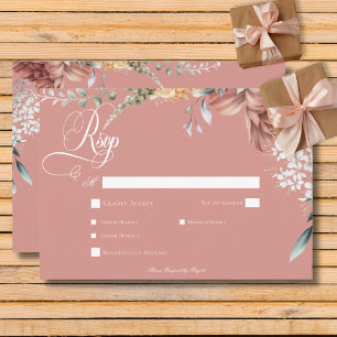 Modern Romantic Pink Garden Floral Wedding Dinner RSVP Card