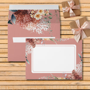 Modern Romantic Pink Garden Floral Wedding Envelope
