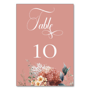 Modern Romantic Pink Garden Floral Wedding Table Number