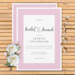 Modern Romantic Pink & White Bridal Brunch Invitation
