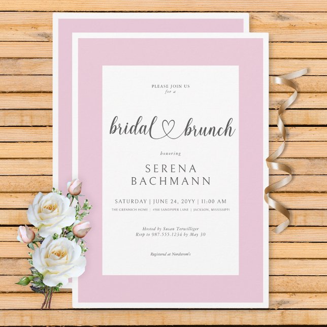 Modern Romantic Pink & White Bridal Brunch Invitation (Modern Romantic Pink & White Bridal Brunch Invitation)