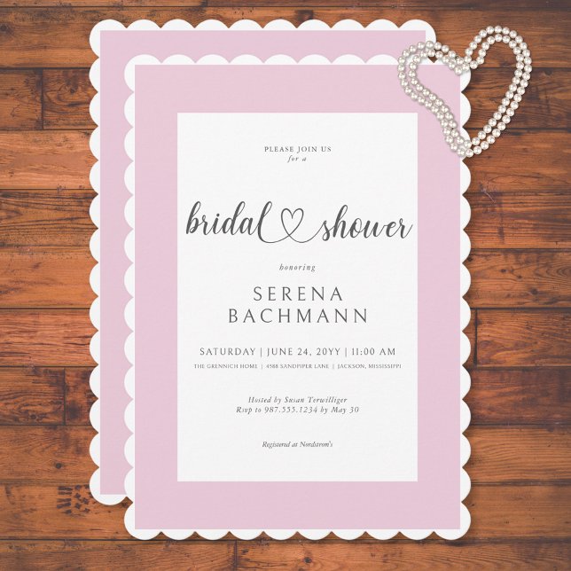 Modern Romantic Pink & White Bridal Shower Invitation (Modern Romantic Pink & White Bridal Shower Invitation)