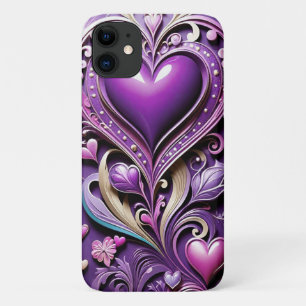 Modern romantic purple heart Case-Mate iPhone case