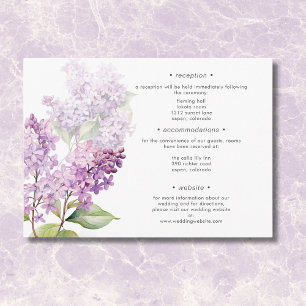 Modern Romantic Purple Sage Lilacs Wedding Details Enclosure Card