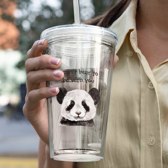Modern Romantic Quote With Black And White Panda Acrylic Tumbler (Creator Uploaded)