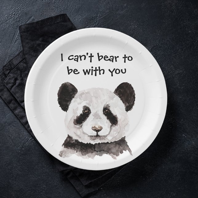 Modern Romantic Quote With Black And White Panda Paper Plate (Creator Uploaded)