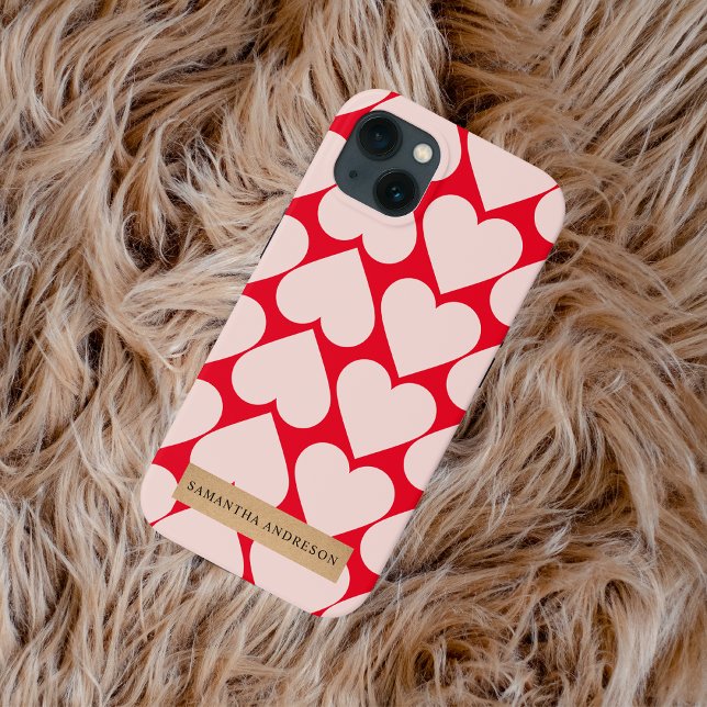 Modern  Romantic Red & Pink Hearts Pattern  Case-Mate iPhone Case (Creator Uploaded)