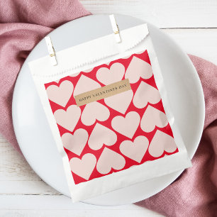Modern Romantic Red & Pink Hearts Pattern Favour Bags