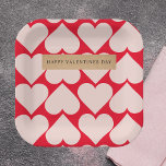 Modern  Romantic Red & Pink Hearts Pattern  Paper Plate<br><div class="desc">Modern  Romantic Red & Pink Hearts Pattern</div>