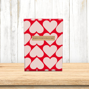 Modern Romantic Red & Pink Hearts Pattern Photo Block