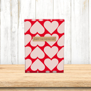 Modern  Romantic Red & Pink Hearts Pattern  Photo Block