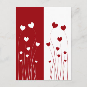 Modern Romantic Red White Love Hearts Postcard