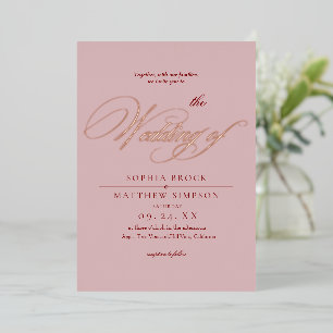 Modern Romantic Rose Gold Pink + Red Wedding