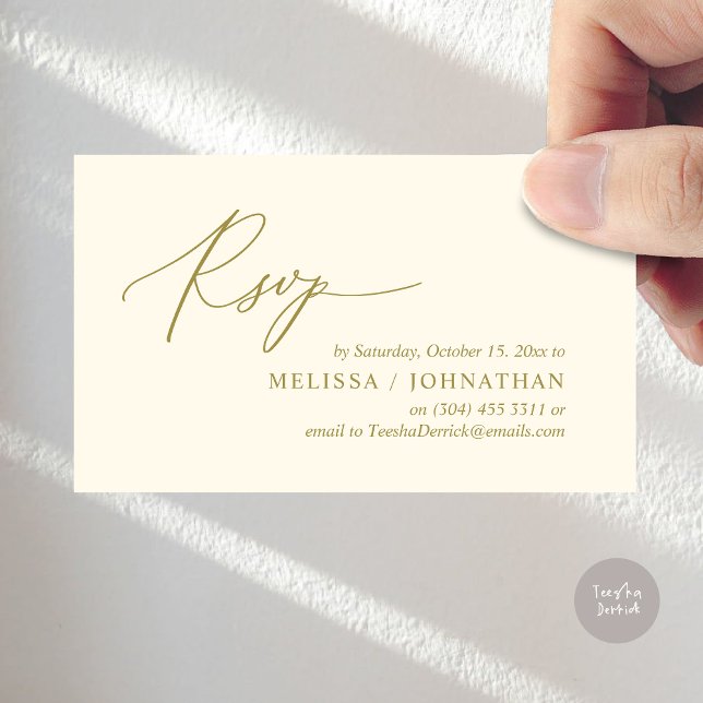 Modern Romantic RSVP Wedding Dinner Invitation (Modern Romantic RSVP Wedding Dinner Invitation Enclosed Reminder Online Email Card, Yellow Gold)