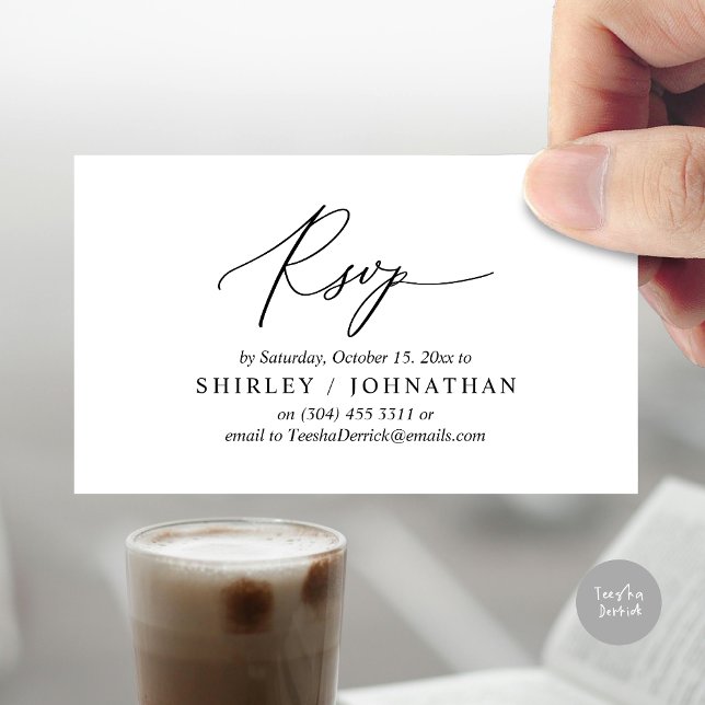 Modern Romantic RSVP Wedding Dinner Invitation (Modern Romantic RSVP Wedding Dinner Invitation Enclosed Reminder Online Email Card, White Black )