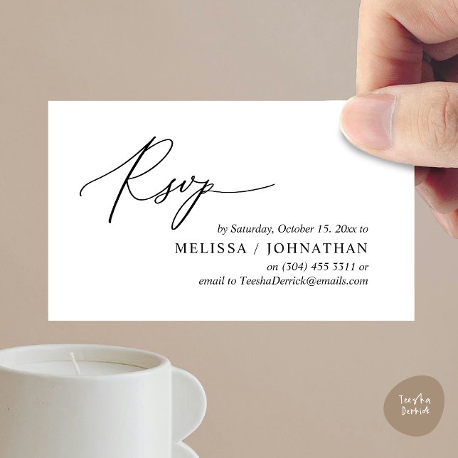 Modern Romantic RSVP Wedding Dinner Invitation (Modern Romantic RSVP Wedding Dinner Invitation Enclosed Reminder Online Email Card, White Black )
