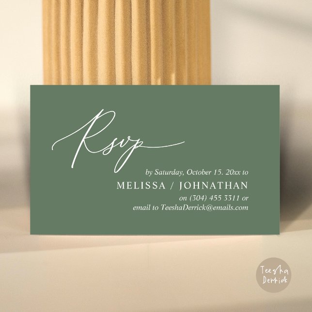 Modern Romantic RSVP Wedding Dinner Invitation (Modern Romantic RSVP Wedding Dinner Invitation Enclosed Reminder Online Email Card, Greenery Sage)