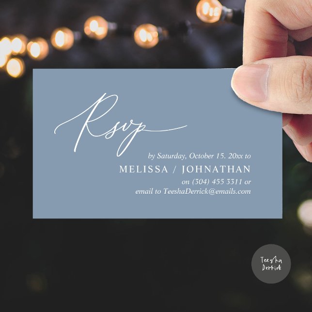 Modern Romantic RSVP Wedding Dinner Invitation (Modern Romantic RSVP Wedding Dinner Invitation Enclosed Reminder Online Email Card, Dusty Blue)