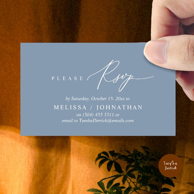 Modern Romantic RSVP Wedding Dinner Invitation (Modern Romantic RSVP Wedding Dinner Invitation Enclosed Reminder Online Email Card, Dusty Blue)