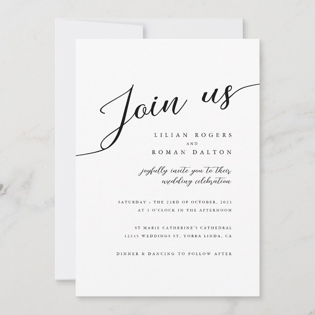 Modern Romantic Script Typography Wedding Invitation (Creator Uploaded)