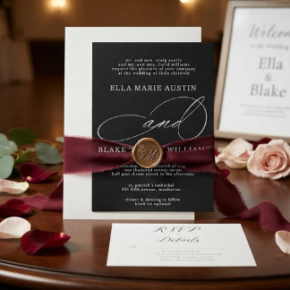 Modern Romantic Script Wedding Invitation