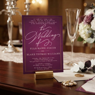 Modern Romantic Script Wedding Invitation