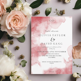  Modern Romantic Soft Watercolor Burgundy Wedding Invitation