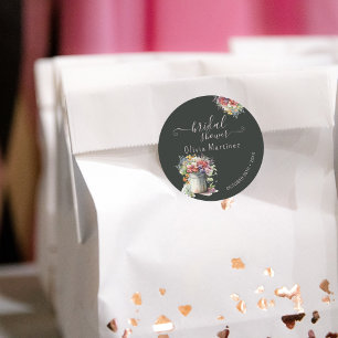 Modern Romantic Spring Flowers Vase Bridal Shower Classic Round Sticker