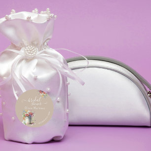 Modern Romantic Spring Flowers Vase Bridal Shower Classic Round Sticker