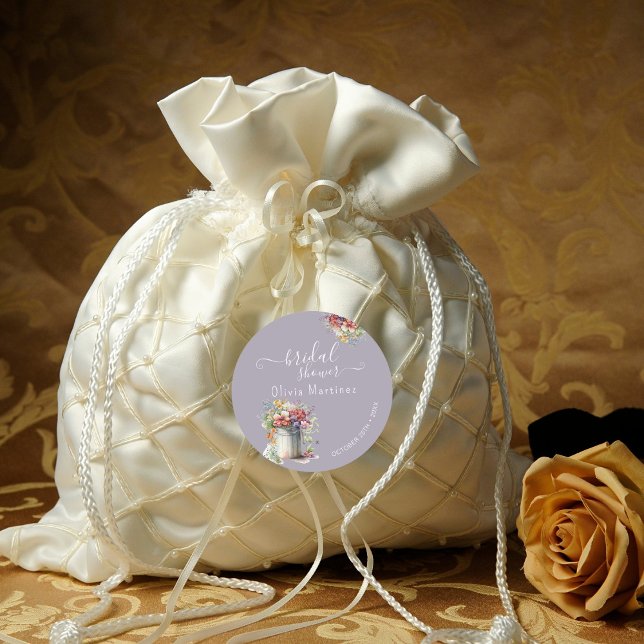 Modern Romantic Spring Flowers Vase Bridal Shower Classic Round Sticker (Creator Uploaded)