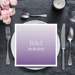 modern romantic summer lilac ombre purple wedding napkin