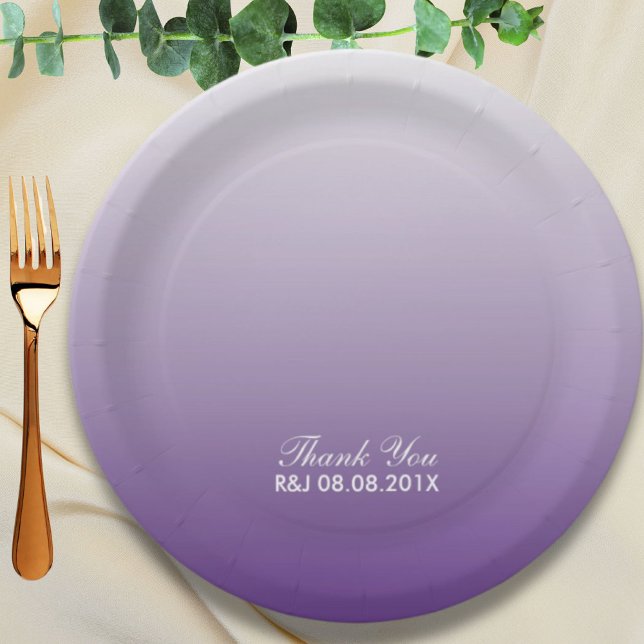 modern romantic summer lilac ombre purple wedding paper plate (modern romantic summer lilac ombre purple wedding paper plates)