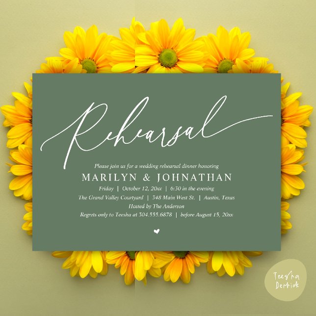Modern Romantic Timeless Wedding Rehearsal Dinner Invitation (Modern Romantic Wedding Rehearsal Dinner Dancing Invitation Card PDF Aesthetic Sage Green)