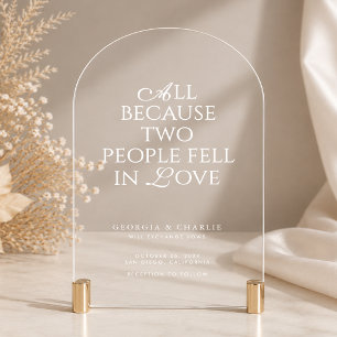 Modern Romantic Typography Arch Wedding Acrylic Invitations