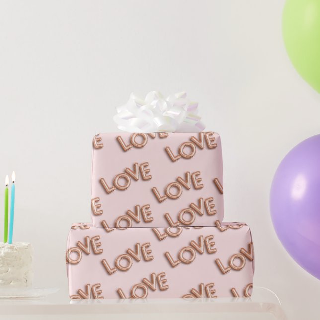 Modern Romantic Valentine LOVE Pink Wrapping Paper (Party Gifts)