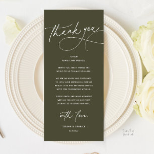 Modern Romantic Wedding Dinner Thank You Card