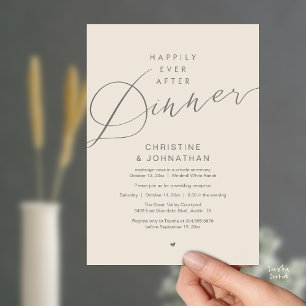 Modern Romantic Wedding Happily Ever After Dinner Invitation