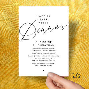 Modern Romantic Wedding Happily Ever After Dinner Invitation