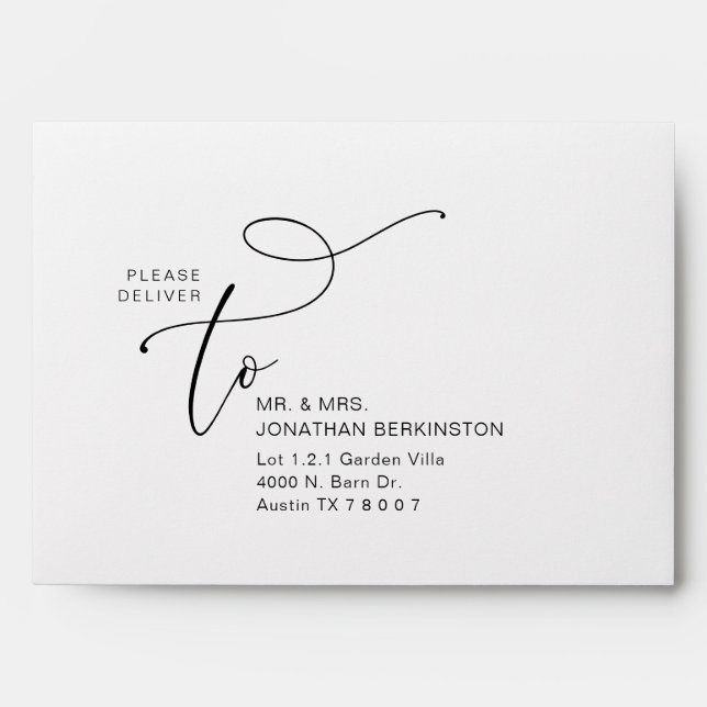 Modern Romantic Wedding Invitation Card Envelope (Front)