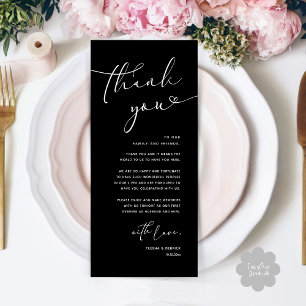 Modern Romantic Wedding Reception Thank You Card