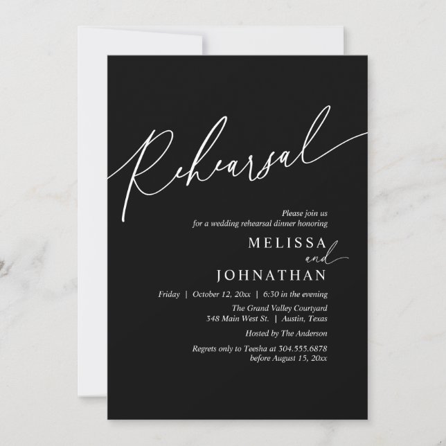 Modern Romantic Wedding Rehearsal Dinner Invitation (Front)