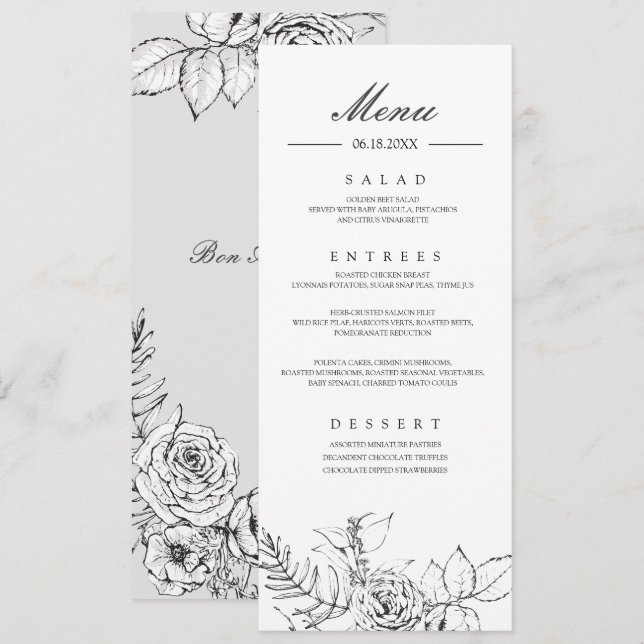 Modern Romantic Wildflower Wedding Menu Program Invitation (Front/Back)