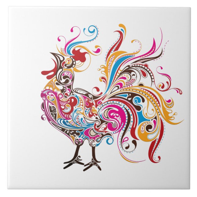 Modern rooster Country decor Tile (Front)