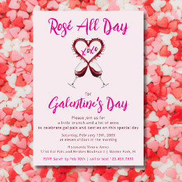 Modern Rosé All Day Galentine's Valentine's Day Invitation