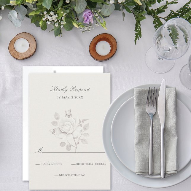 Modern Rose Botanical Wedding RSVP Card (Creator Uploaded)