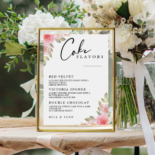 Modern Rose Carnation Menu Cake Wedding Cake Sign