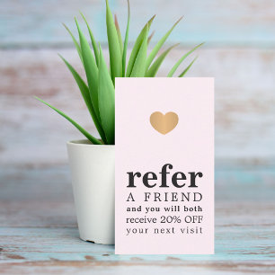 Modern Rose Faux Gold Heart Salon Referral Card