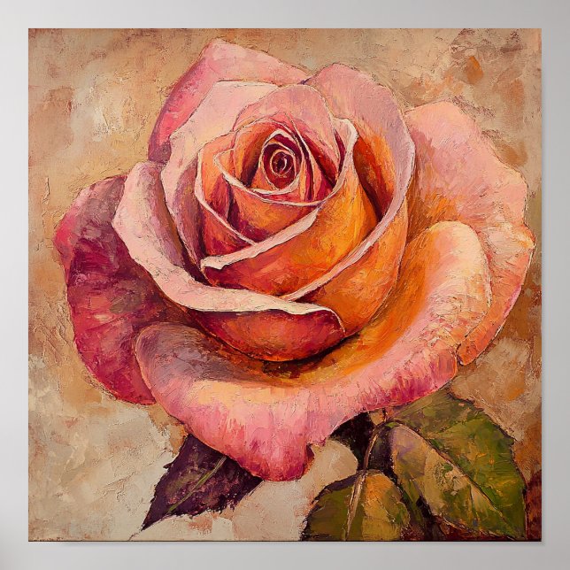 Modern Rose Floral Wall Hanging Warm Interiors Poster (Front)